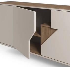 Comodă crem/în culoare naturală cu aspect de lemn de stejar 150x80x40 cm Lilou – Marckeric