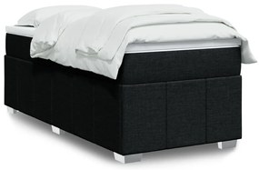 vidaXL Pat box spring cu saltea, negru, 90x190 cm, textil