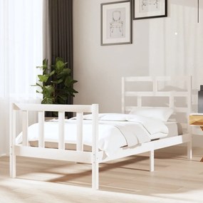 3101334 vidaXL Cadru de pat, alb, 90x200 cm, lemn masiv de pin