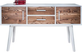 Consolă lemn masiv alb Timeless 2 Sertare 2 Uși, 138 × 38 × 80 cm