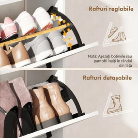 HOMCOM Dulap pentru pantofi slim cu 2 sertare rabatabile și 3 rafturi, Capacitate 15 perechi, 83x24x90.5 cm, Alb | Aosom Romania