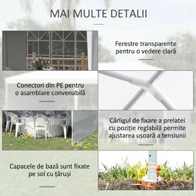 Outsunny Cort Pliabil pentru Grădină, Petreceri și Evenimente, cu Panouri Detașabile, Structură Oțel și PE, 5.85x2.95m, Alb | Aosom Romania