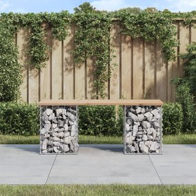 834329 vidaXL Bancă de grădină, design gabion, 103x31x42 cm, lemn masiv pin