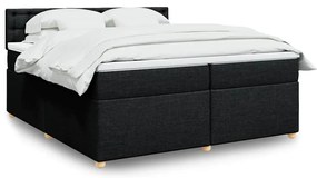 vidaXL Pat box spring cu saltea, negru, 200x200 cm, textil