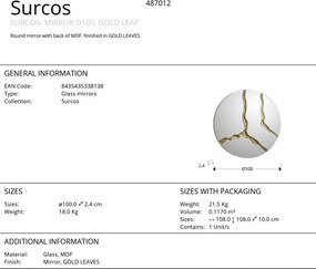 Oglinda rotunda design decorativ Surcos aurie