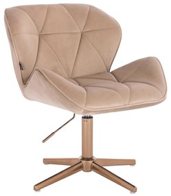 HR111CROSS Scaun Latte Catifea cu Bază Aurie