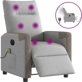 vidaXL Scaun reclinabil electric pentru masaj Cloud Grey Fabric