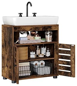 Dulap de depozitare pentru chiuveta, Vasagle, 2 usi, Maro Rustic, 60 x 30 x 63 cm