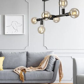 Lustră pe tijă ASTRID 6xE27/60W/230V negru