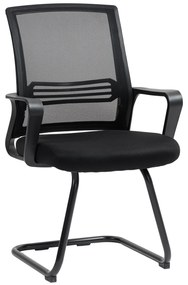 HOMCOM Scaun de birou din plasă fără roți, bază tip sanie, pentru sală de conferință, așteptare, recepție, negru | Aosom Romania