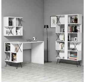 Set mobilier birou Likime 1 (alb + negru). 1095025