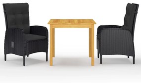 3067680 vidaXL Set mobilier de grădină, 3 piese, negru