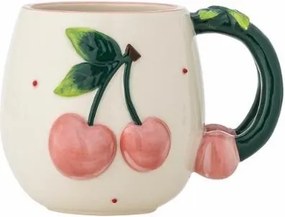 Cană din ceramică cu cireșe sculptate, D10×H9 cm, roz, „Berrie"
