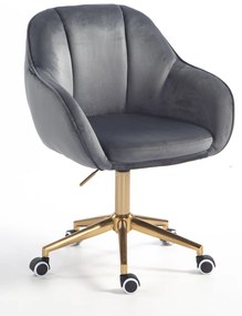 HR2055K Scaun Grafit din Catifea cu Bază Aurie
