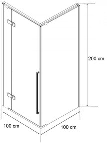 Cabină de duș pătrată Sorrento Plus 100x100, stânga, cu finisaj Easy Clean