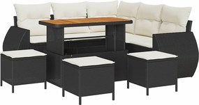 vidaXL Set de canapele pentru grădină 9 pcs Negru și Crem poliratan