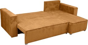 Canapea colt extensibila SMART COSARO mustar, cu colt bilateral + 2 perne CADOU