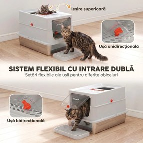 PawHut Litieră pentru Pisici din Oțel Inoxidabil, Închisă, Antimiros, XXL, Gri Deschis | Aosom Romania