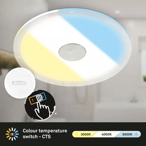 Briloner 7481019 - Plafonieră LED încastrată pentru baie, 12W, 230V, 3000/4000/6500K, IP44, alb