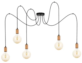 Lustră pe cablu MIROS 5xE27/60W/230V neagră/cupru