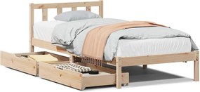 vidaXL Cadru de pat fără saltea, 75x190 cm, lemn masiv de pin