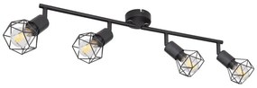 Plafoniera cu 4 spoturi design industrial XARA I negru