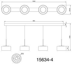 Lustră LED pe cablu Globo 15634-4 FOGSY 4xLED/8W/230V
