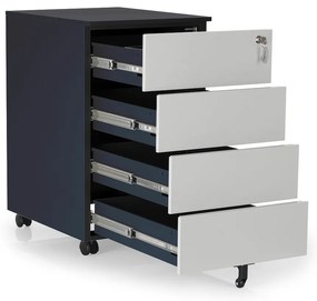 Comodă metalică 40 x 50 x 66,5 cm - 4 sertare, antracit - ral 7016