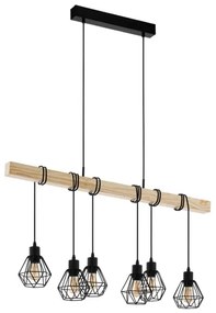 Eglo 44076 - TOWNSHEND, lustră suspendată pe cablu, 6 x E27, 60 W, 230 V