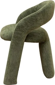 Scaun din bumbac verde, formă asimetrică, cu picioare cilindrice, 73×67×62 cm, „Prato"