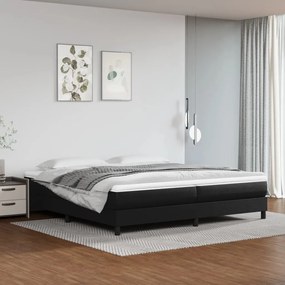 3144279 vidaXL Pat box spring cu saltea, negru, 200x200 cm, piele ecologică