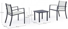 Set mobilier gradina 3 piese gri antracit/alb din stofa si metal, Auri Bizzotto