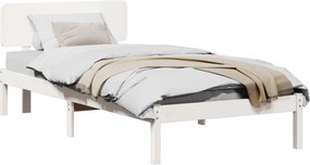 vidaXL Cadru de pat cu headboard Alb 90 x 190 cm Lemn de pin masiv