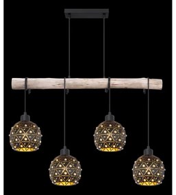 Globo 54029-4H - Candelabru suspendat pe cablu JODIE 4xE27/40W/230V bej/negru