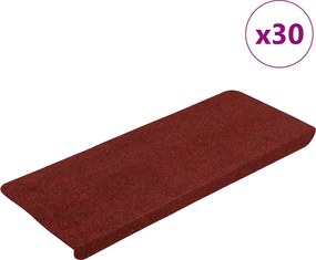 vidaXL Covorașe scară autoadezive 30 buc Roșu 65x24,5x3,5 cm