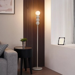 Lampă de podea retro bej cu sticlă mată - Fedde