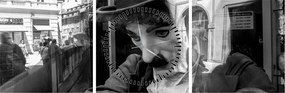 Tablou - Charles Chaplin la Praga (cu ceas) (90x30 cm)