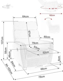 Scaun reclinabil Belfort Velvet, gri