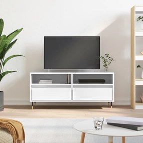 Comoda TV, alb extralucios, 100x34,5x44,5 cm, lemn prelucrat