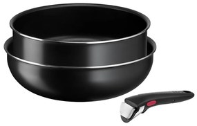 Set de vase pentru gătit 3 buc. din aluminiu Ingenio Easy Cook & Clean Black – Tefal