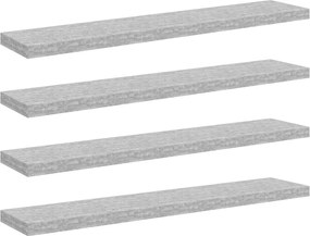 vidaXL Rafturi perete suspendate 4 buc. gri beton 120x23,5x3,8 cm MDF