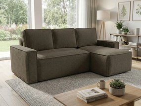 Canapea extensibila de colt SMART BOUCLE, gri-maro, reversibila, 232x143 cm