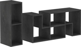 HOMCOM Mobilier TV 75" cu 2 Rafturi în Formă de L și Raft Dreptunghiular, 134-180x30,5x44 cm, Negru | Aosom Romania