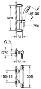 Baterie cabina dus termostat Grohe Grhtherm 800 set dus inclus(34565001) + savoniera(27596000)
