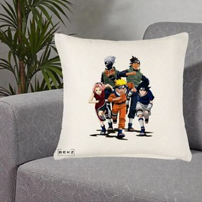 Perna Personalizata Naruto Echipa 7 Kakashi Sensei, 40x40 cm, Crem Reliefat, Husa Detasabila, Perna Inclusa, BEKZ®