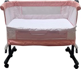 Patut copii transformabil in balansoar bebe Baby Care™ Co-Sleeper, Cu plasa insecte si cosulet depozitare, Design modern, 4 roti cu frana, Dimensiuni