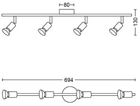 Spot LIMBALI 4xGU10/50W/230V negru Philips