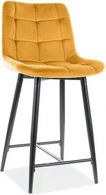 Scaun bar CHIC H-2, galben - Bluvel 68/negru, stofa catifelata/metal,