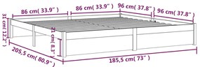 Cadru de pat Super King 6FT, 180x200 cm, negru, lemn masiv Negru, 180 x 200 cm