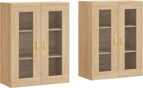 vidaXL Dulapuri montate pe perete 2 buc stejar Sonoma, lemn prelucrat